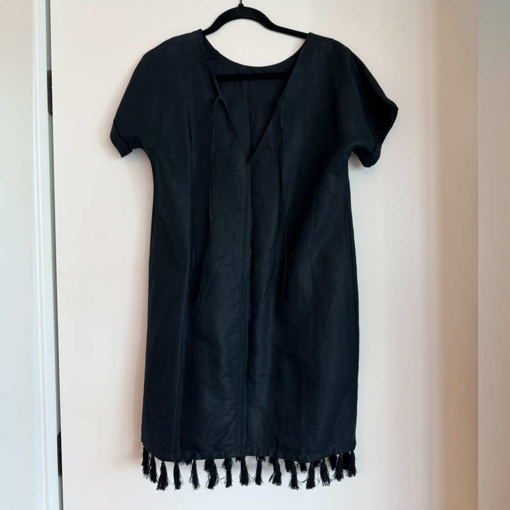 Madewell Black Tassel Hem Dress - Picture 4 of 5